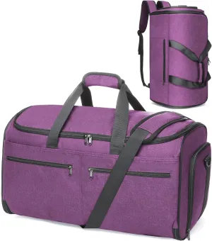 Bukere Carry on Garment Duffle Bag for Travel, Convertible Suit Bag with Backpack Shoulder Straps, Shoe Compartment, Waterproof 3 in 1 Weekender Suit Bag for Men Women