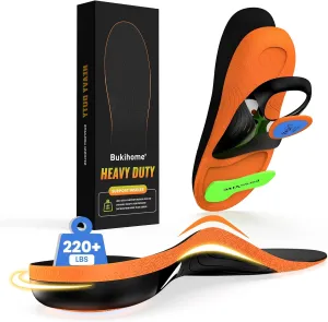 Bukihome Work Boot Insoles & Inserts - High Arch Support Insoles for Standing All Day- Heel Cups & Shoe Inserts for Plantar Fasciitis, Flat Feet, Achilles Tendonitis, Heel Pain