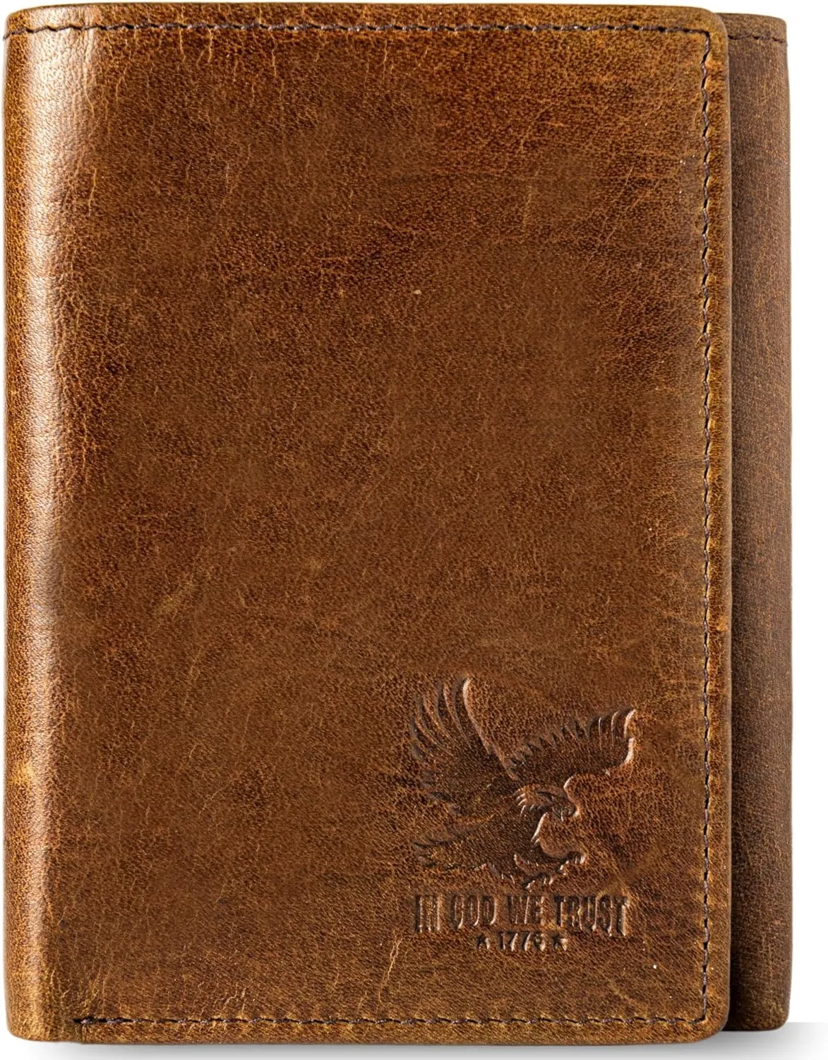 BULL GUARD Best Leather Men's RFID Trifold Wallet With ID Great Outdoor Wallet