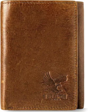 BULL GUARD Best Leather Men's RFID Trifold Wallet With ID Great Outdoor Wallet