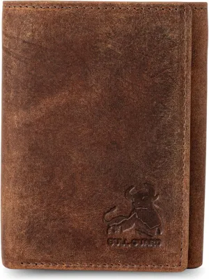 BULL GUARD Leather Trifold Wallets For Men with ID and RFID Blocking Great For Work, Sports, Outdoors