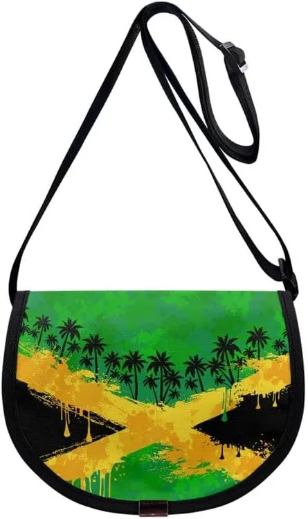 Butterfly Sunflower Women Small Crossbody Bag Watercolor Parrot Casual Satchel Bag Flame Red Heart Semi Circle Bags