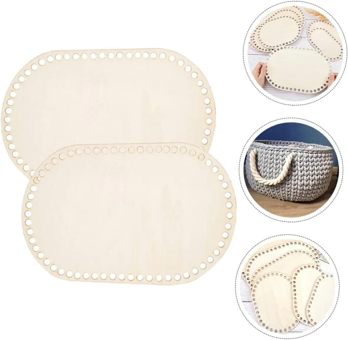 Cabilock DIY Crochet Wooden Basket Crochet Base Handbag Shaper Pad Board for Home
