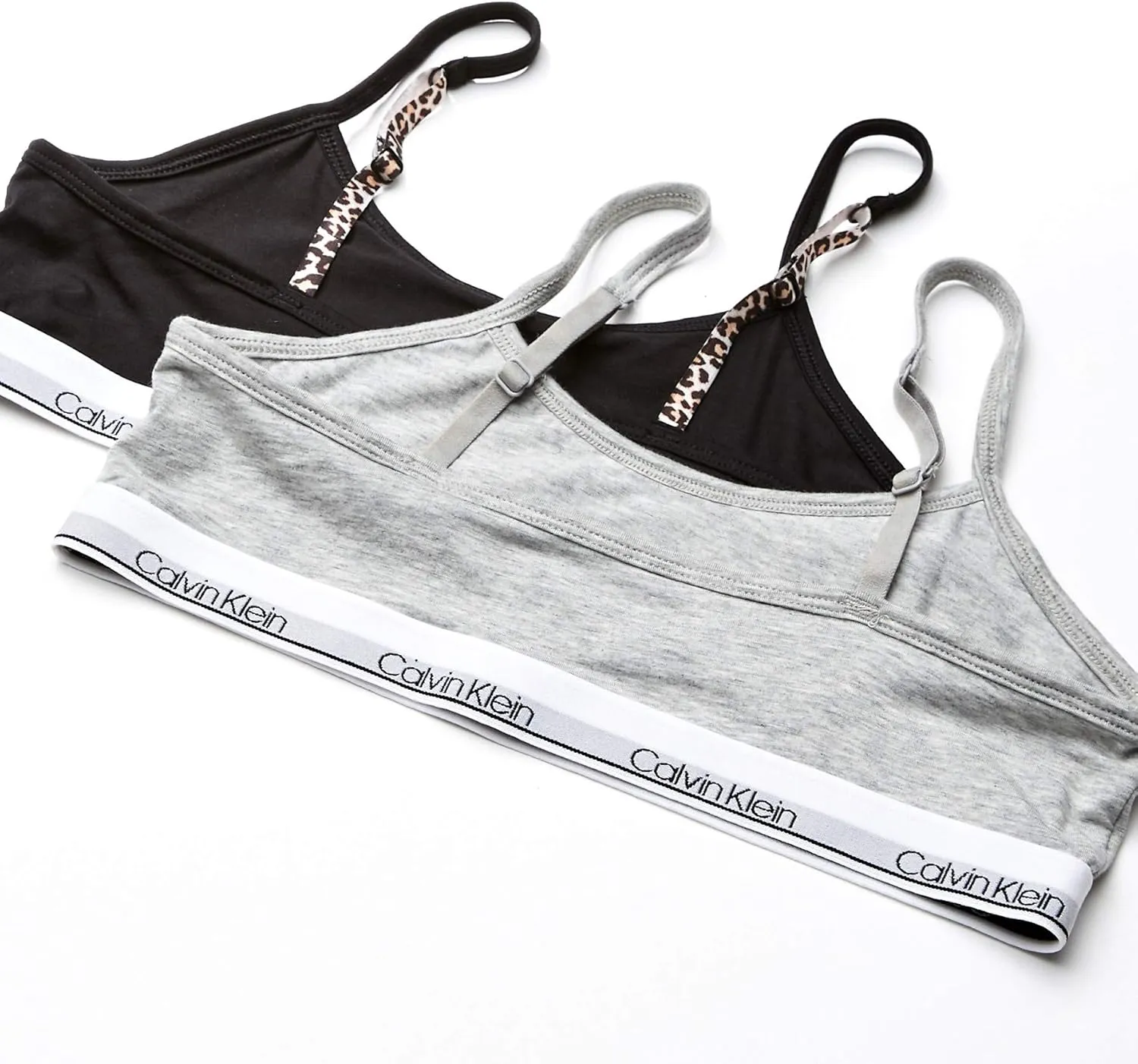 Calvin Klein Girls' Cotton Training Bra Bralette with Adjustable Straps, 2 Pack