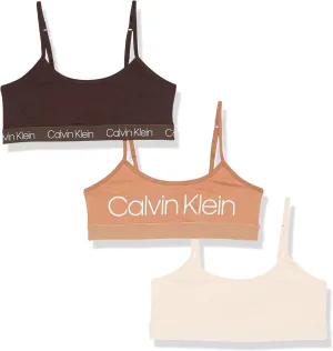 Calvin Klein Girls' Cotton Training Bra Bralette with Adjustable Straps, 2 Pack