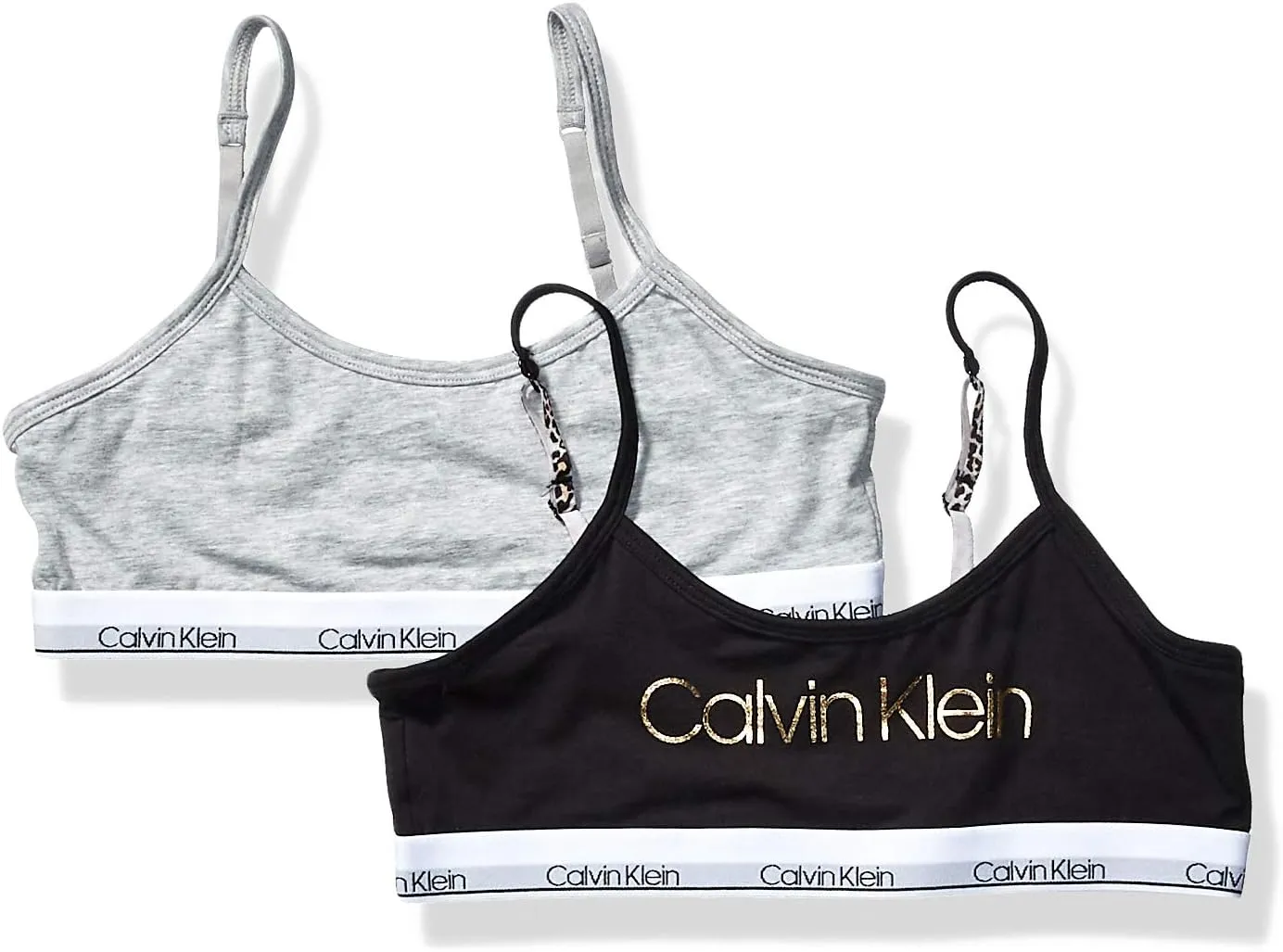 Calvin Klein Girls' Cotton Training Bra Bralette with Adjustable Straps, 2 Pack