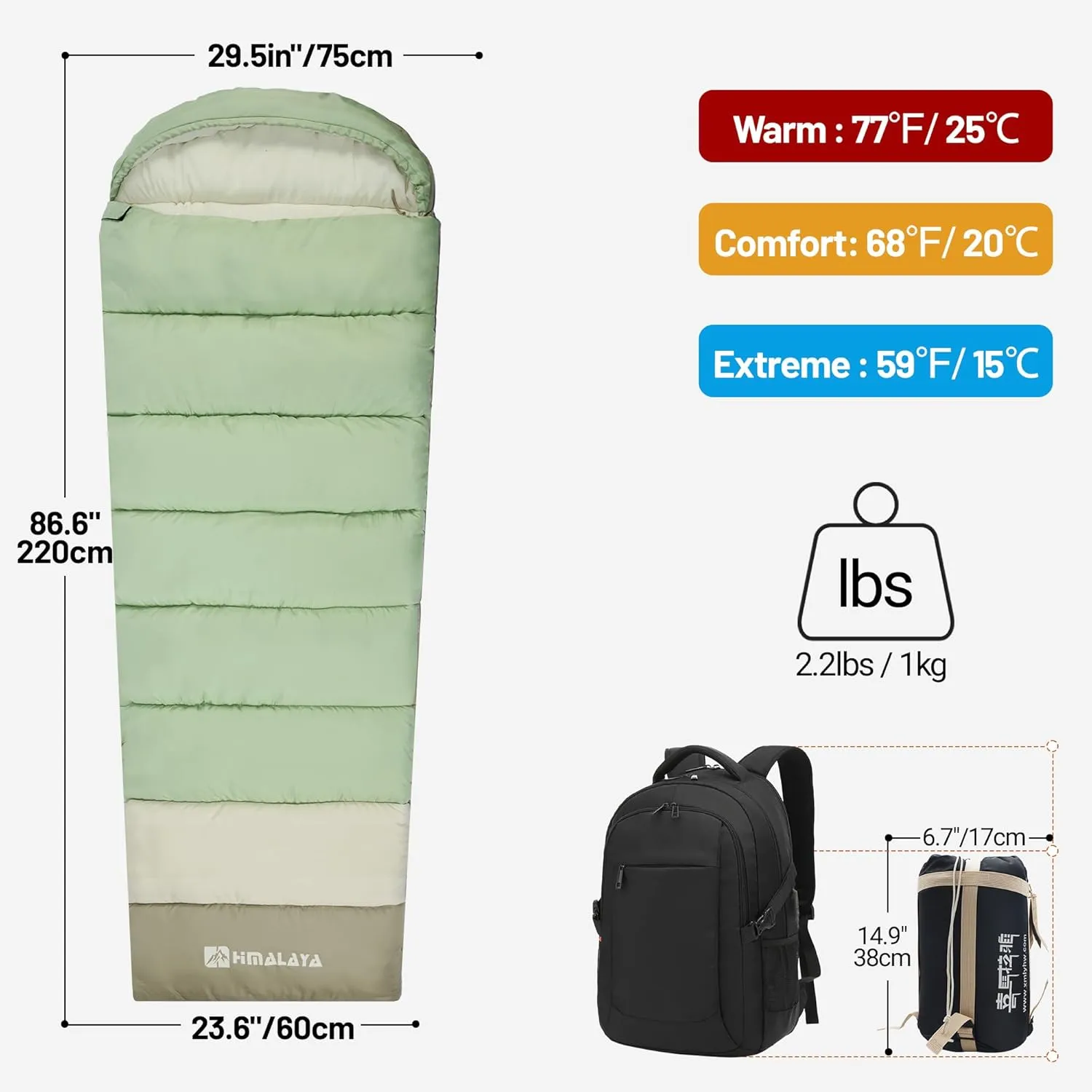 Camping Sleeping Bags for Adults 0 Degree 20°F/40°F/60°F Cold Weather, 4 Season, as a Blanket, Waterproof, Lightweight, Camping Backpacking Outdoor Travel Camping Essentials