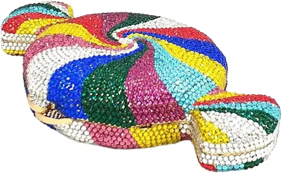 Candy Shape Clutch Purse Shining Crystal Evening Bags Luxury Rhinestone Handbags for Prom Cocktail Party