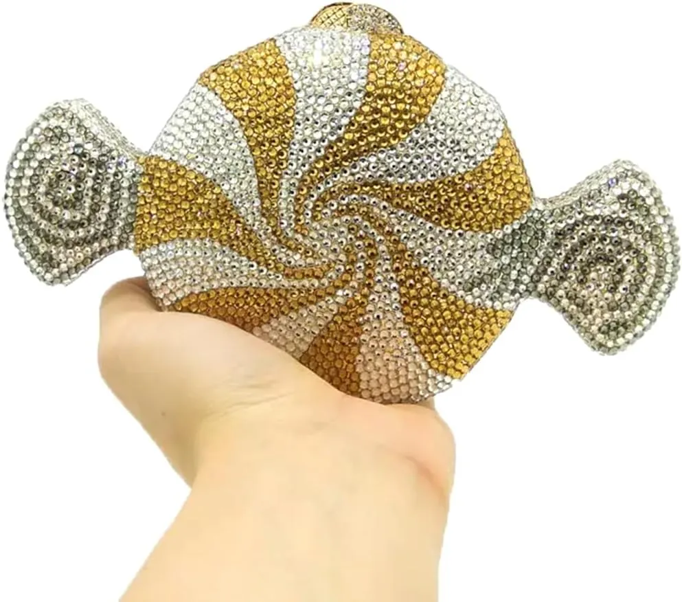 Candy Shape Clutch Purse Shining Crystal Evening Bags Luxury Rhinestone Handbags for Prom Cocktail Party