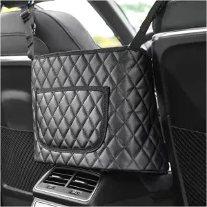Car Purse Holder Between Seats, Leather Auto Front Seat Handbag Organizer Pocket, Universal Large Capacity Seat Bag Box Storage, Vehicle Interior Backseat Barrier for Kids Pet