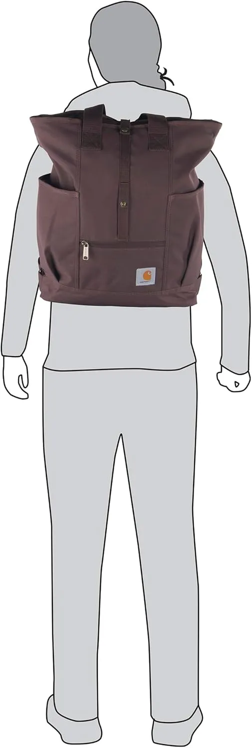 Carhartt Convertible, Durable Tote Bag with Adjustable Backpack Straps and Laptop Sleeve, Wine, One Size