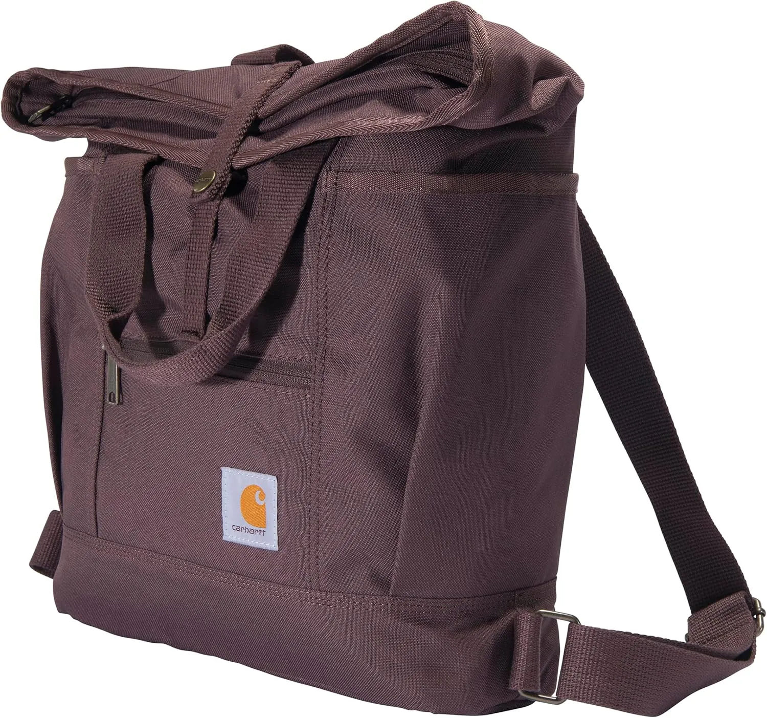 Carhartt Convertible, Durable Tote Bag with Adjustable Backpack Straps and Laptop Sleeve, Wine, One Size