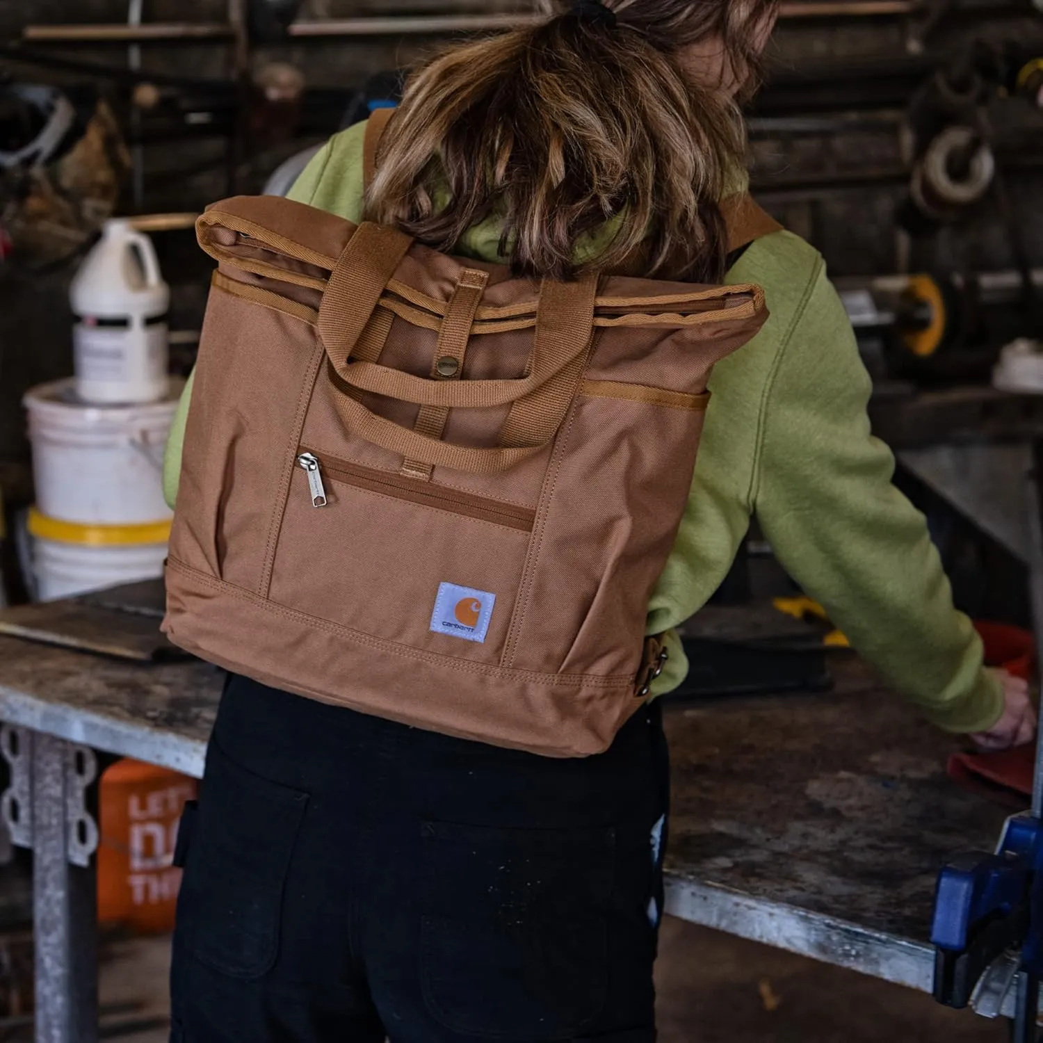 Carhartt, Durable Bag with Adjustable Straps and Laptop Sleeve, Convertible Backpack Tote (Black), One Size