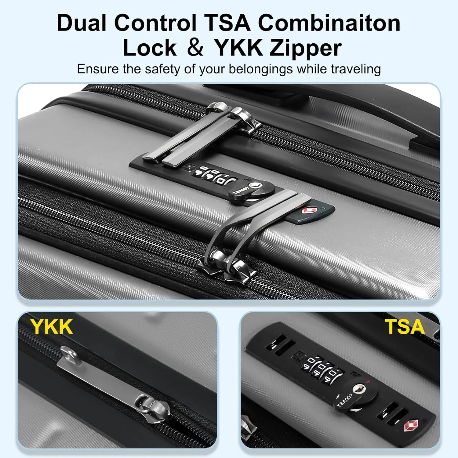 Carry On Luggage 22×14×9 Airline Approved, 20 Inch Lightweight ABS PC Hard Shell Suitcases with Front Pocket, Spinner Wheels, TSA Lock (Dark Gray, 1PC)