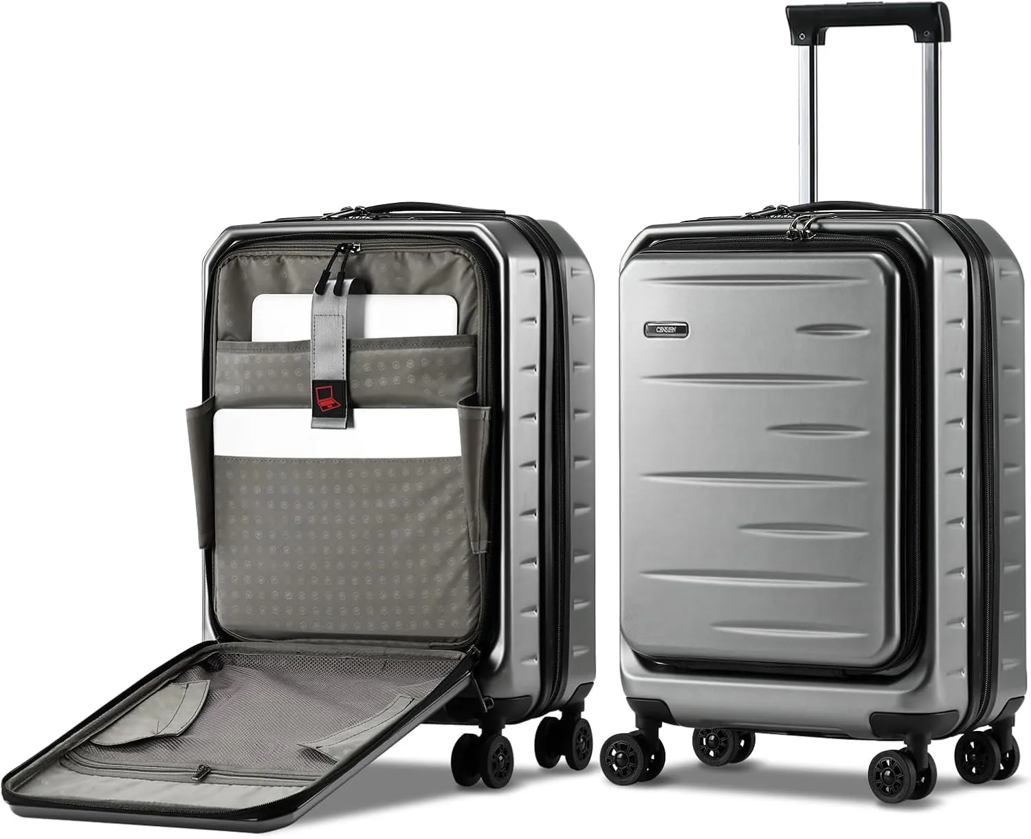 Carry On Luggage 22×14×9 Airline Approved, 20 Inch Lightweight ABS PC Hard Shell Suitcases with Front Pocket, Spinner Wheels, TSA Lock (Dark Gray, 1PC)