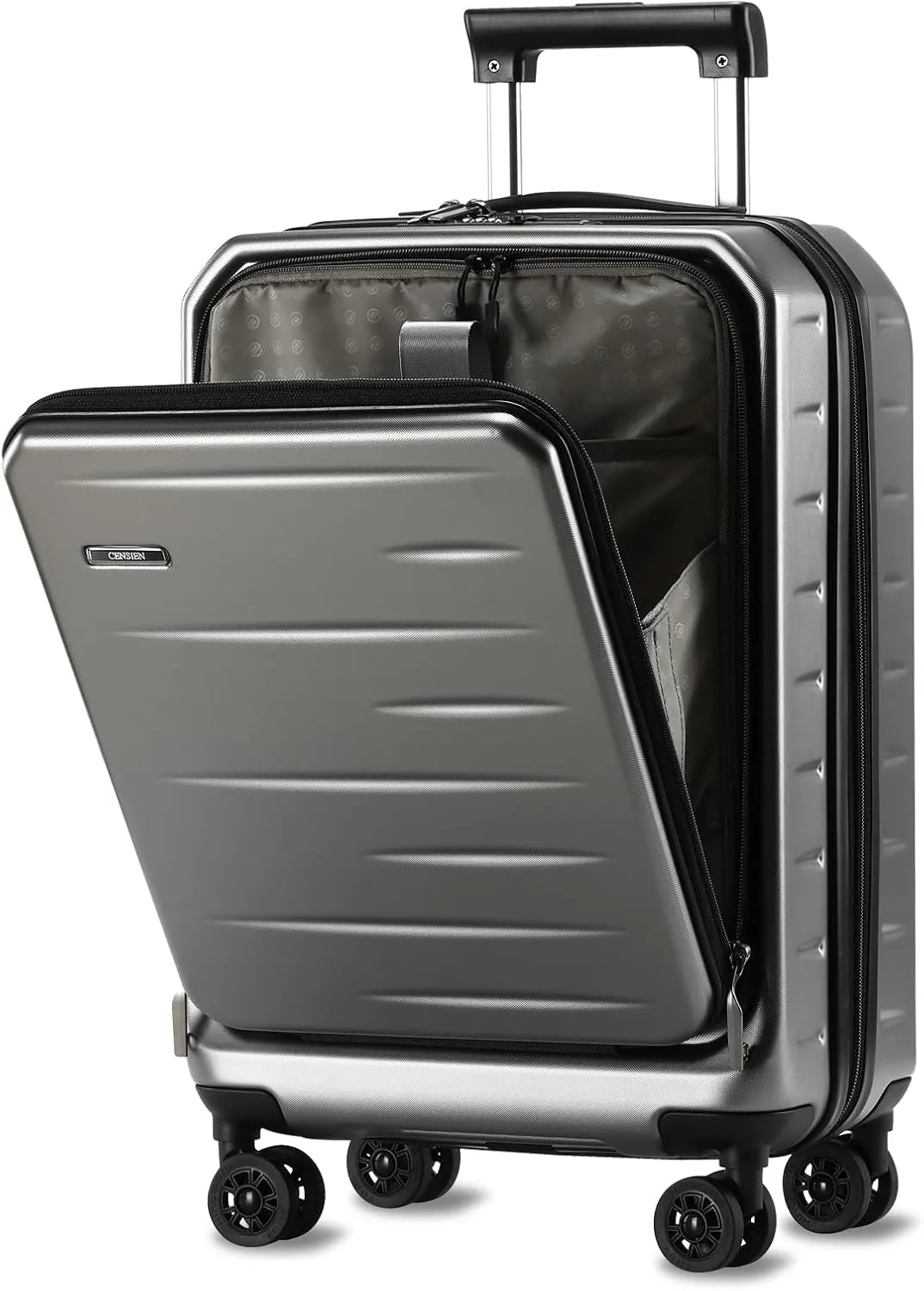 Carry On Luggage 22×14×9 Airline Approved, 20 Inch Lightweight ABS PC Hard Shell Suitcases with Front Pocket, Spinner Wheels, TSA Lock (Dark Gray, 1PC)