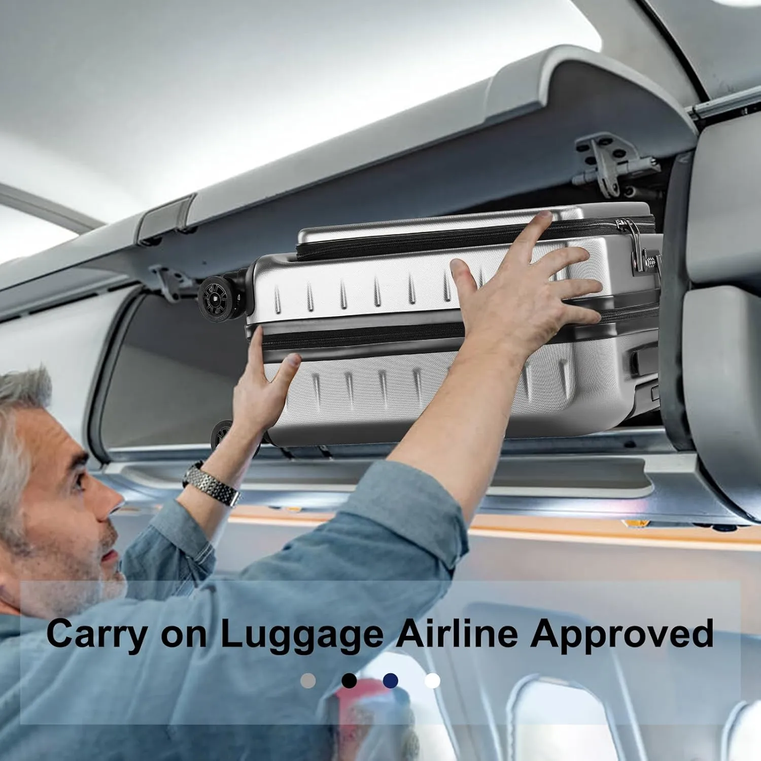 Carry On Luggage 22×14×9 Airline Approved, 20 Inch Lightweight ABS PC Hard Shell Suitcases with Front Pocket, Spinner Wheels, TSA Lock (Dark Gray, 1PC)