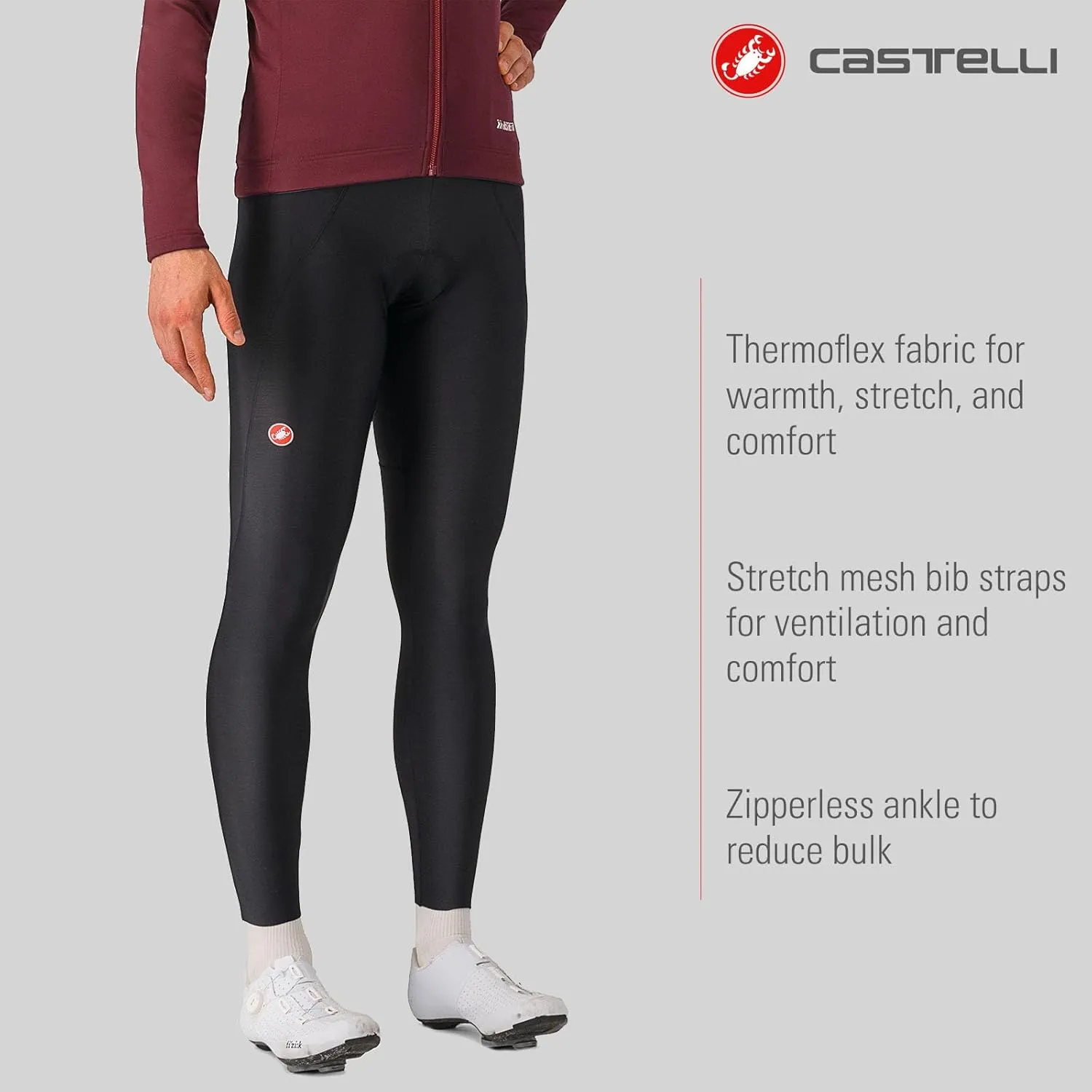 CASTELLI Men’s Espresso Bibtight, Road Cycling Breathable Bib with Pro Level Seat Pad/Chamois for Gravel Biking & Racing