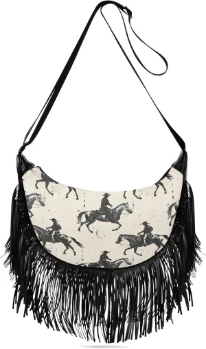 CEBUGI Women's Fringe Crossbody Tassel Purse Man Cowboy Hobo Shoulder Bags Crossbody Handbag with Adjustable Shoulder Straps