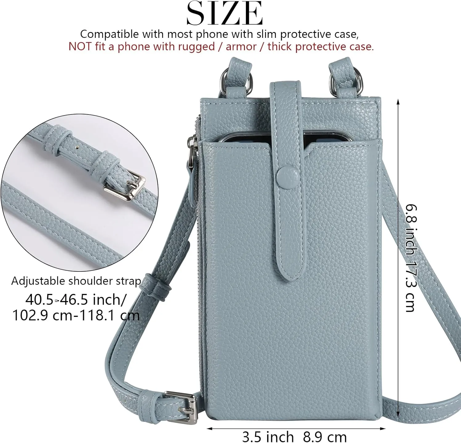 Cell Phone Purse Wallet Small Crossbody Bags for Women with Adjustable Shoulder Straps and Card Slots