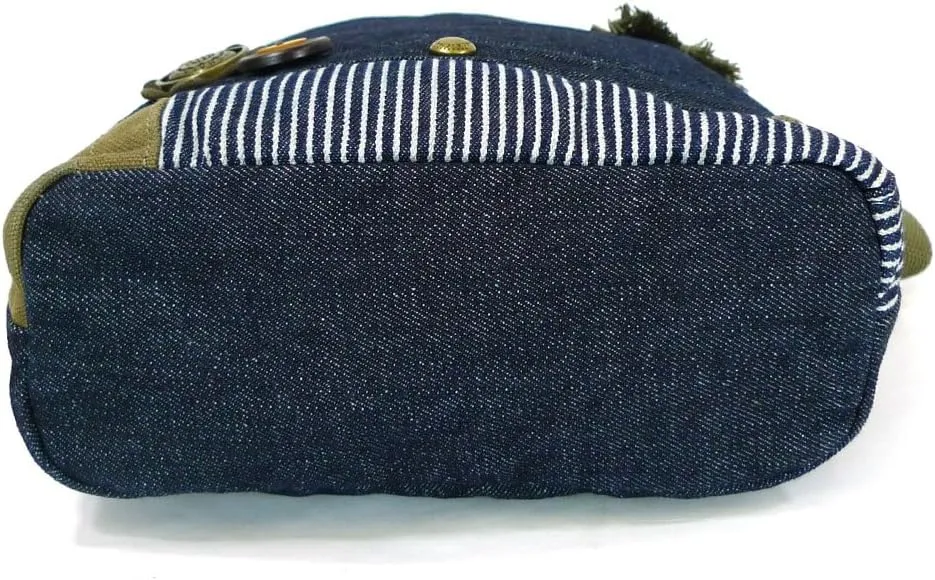 Chala Patch Cross-Body Women Handbag, Blue Denim Canvas Messenger Bag