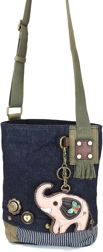 Chala Patch Cross-Body Women Handbag, Blue Denim Canvas Messenger Bag