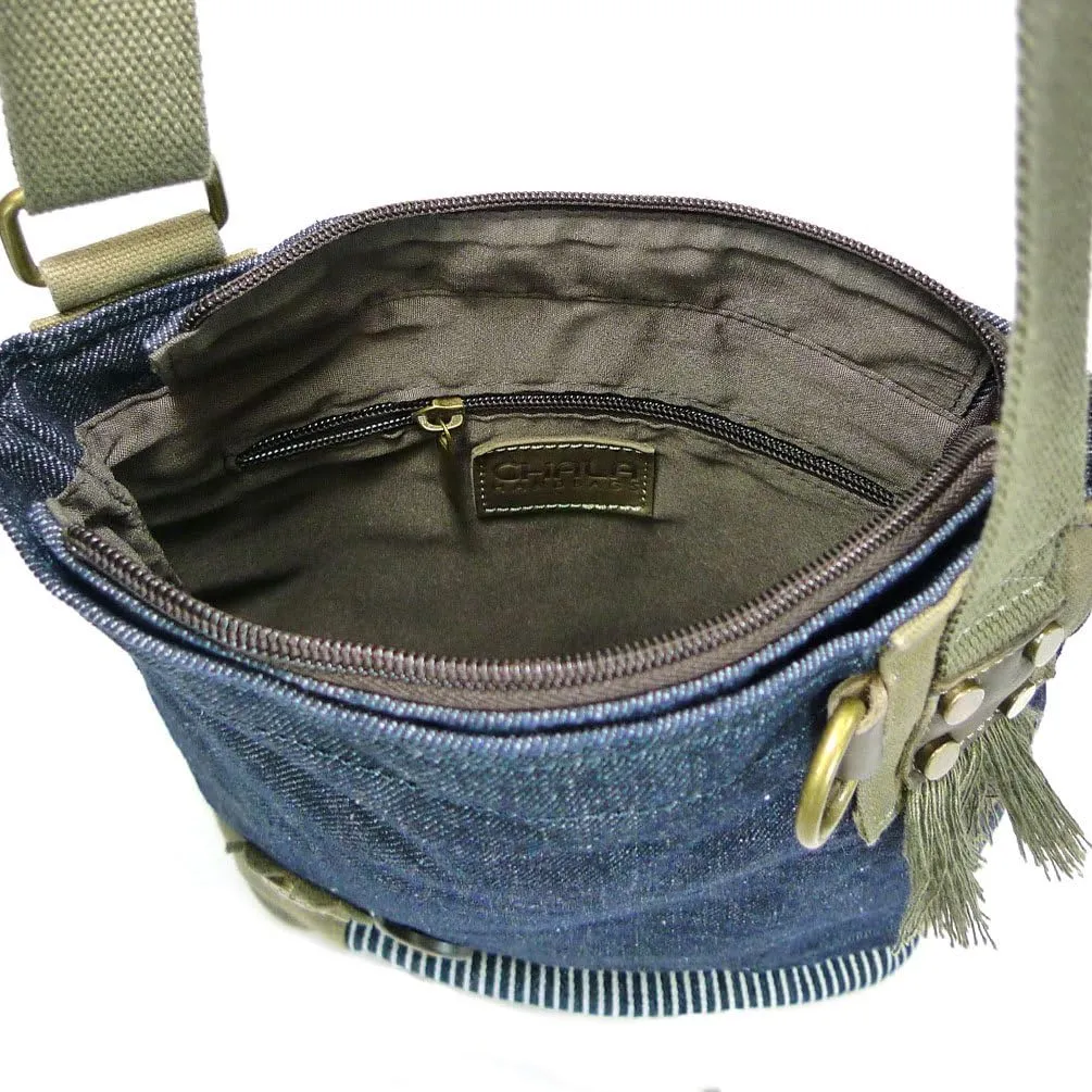 Chala Patch Cross-Body Women Handbag, Blue Denim Canvas Messenger Bag
