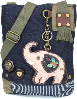 Chala Patch Cross-Body Women Handbag, Blue Denim Canvas Messenger Bag