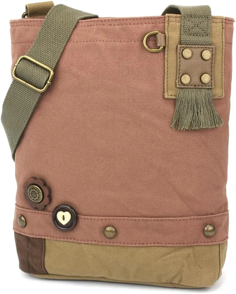 Chala Patch Cross-Body Women Handbag, Canvas Messenger Bag - Mauve