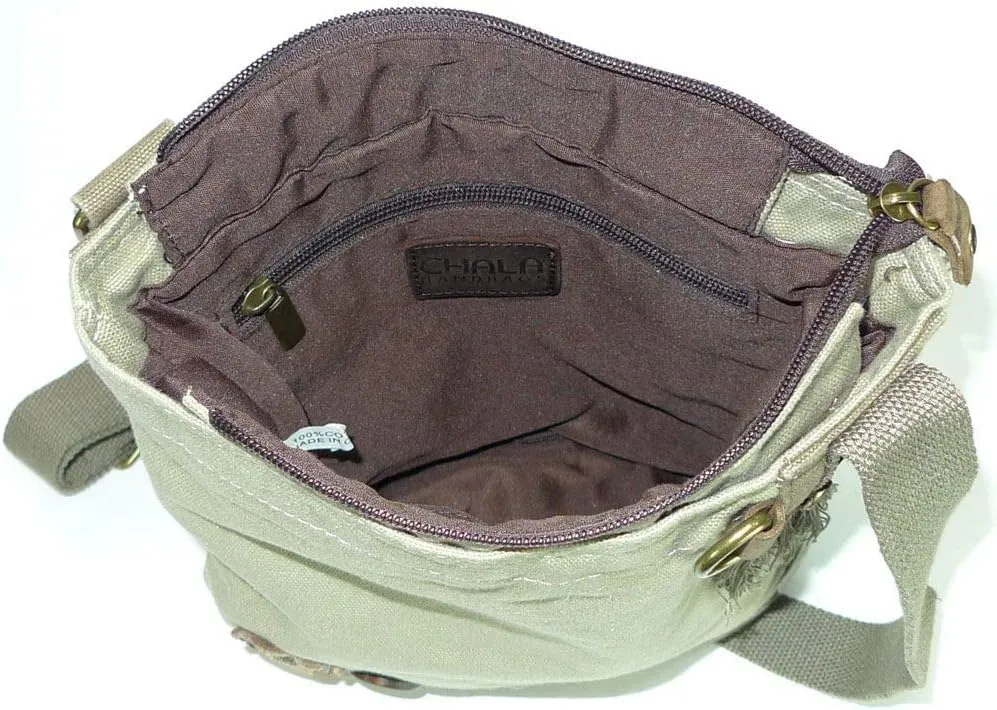 Chala Patch Cross-Body Women Handbag, Canvas Messenger Bag - Mauve