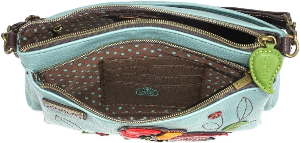 CHALA RFID Protected Vegan Leather Deluxe Crossbody Bag with Adjustable Straps