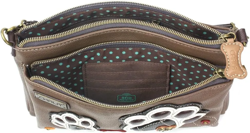 CHALA RFID Protected Vegan Leather Deluxe Crossbody Bag with Adjustable Straps