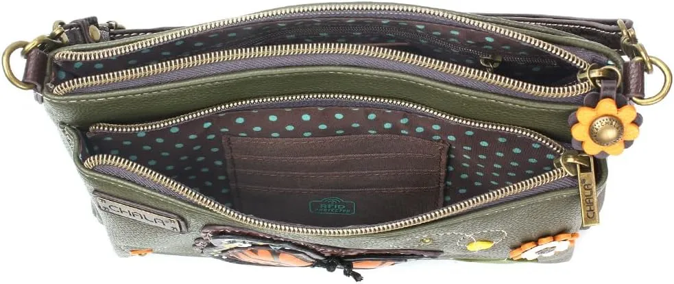 CHALA RFID Protected Vegan Leather Deluxe Crossbody Bag with Adjustable Straps