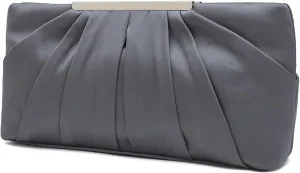 CHARMING TAILOR Clutch Evening Bag Elegant Pleated Satin Formal Handbag Simple Classy Purse for Women