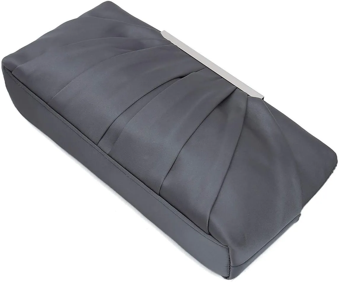 CHARMING TAILOR Clutch Evening Bag Elegant Pleated Satin Formal Handbag Simple Classy Purse for Women