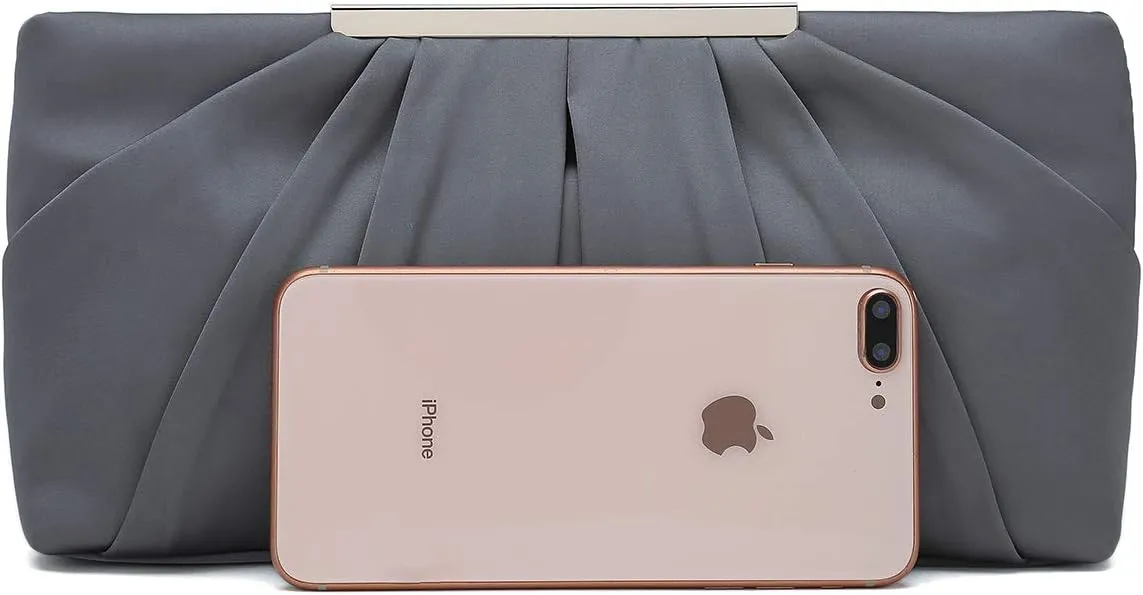 CHARMING TAILOR Clutch Evening Bag Elegant Pleated Satin Formal Handbag Simple Classy Purse for Women