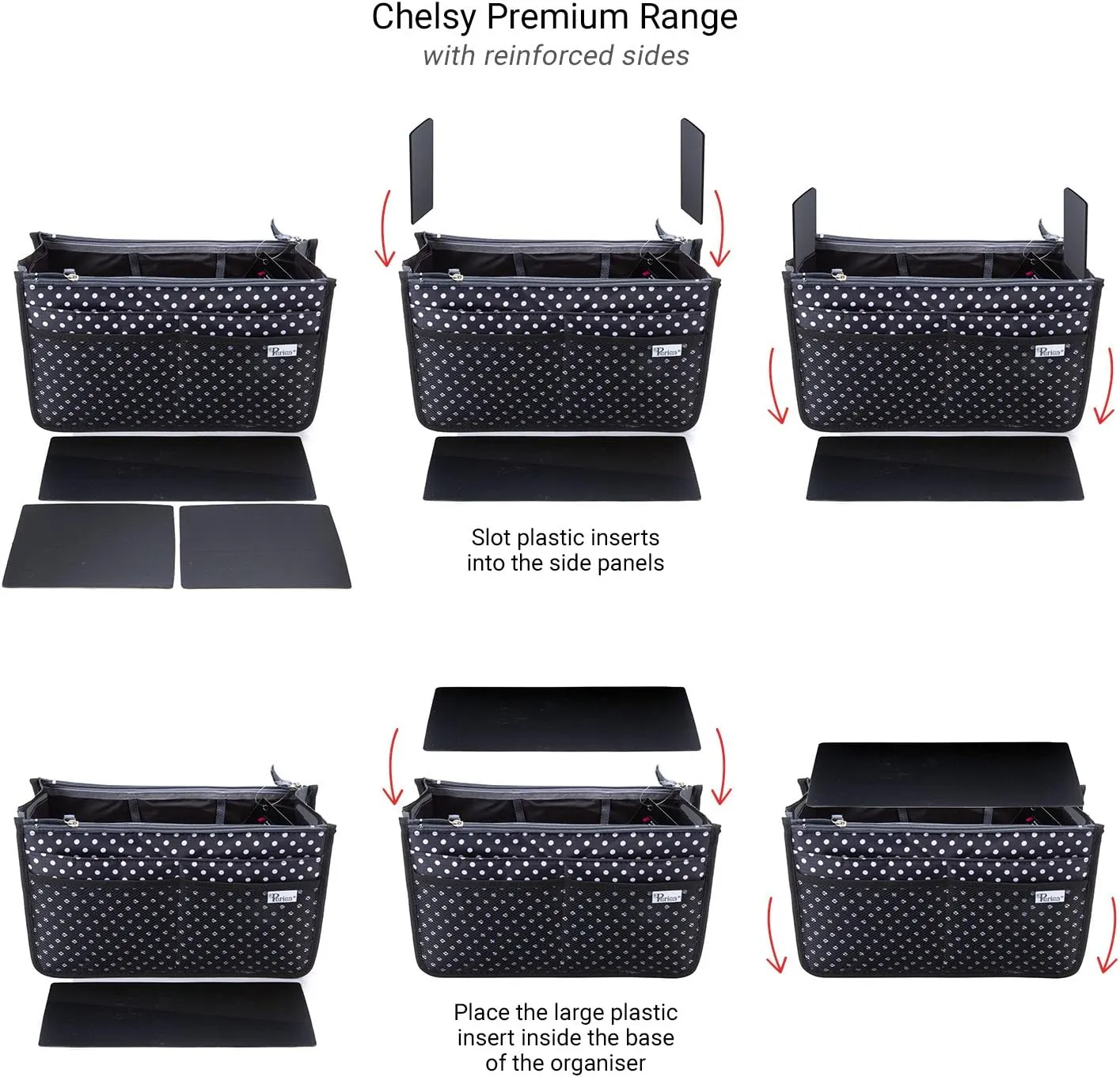 Chelsy Premium Rigid Purse or Organizer Insert (Large, Gold Leopard)