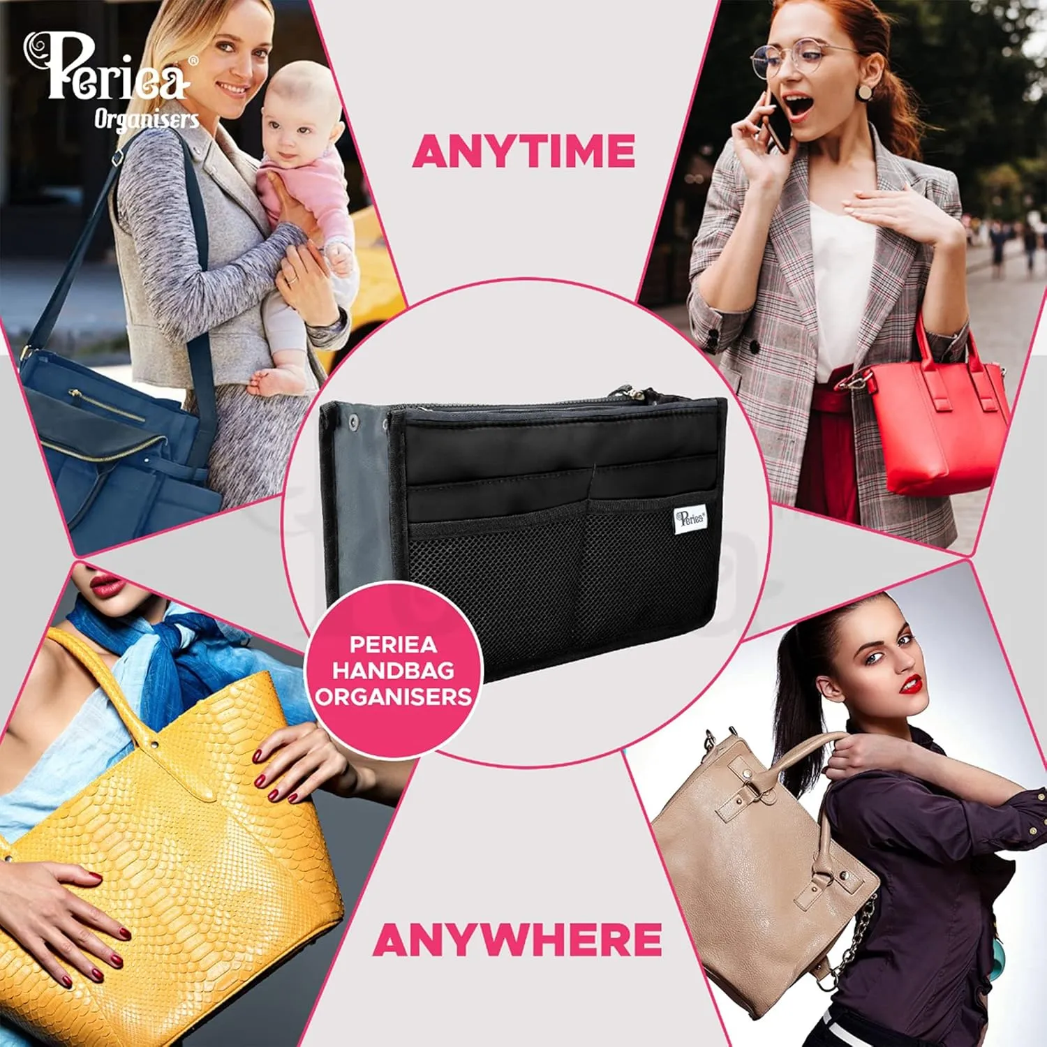 Chelsy Premium Rigid Purse or Organizer Insert (Large, White)