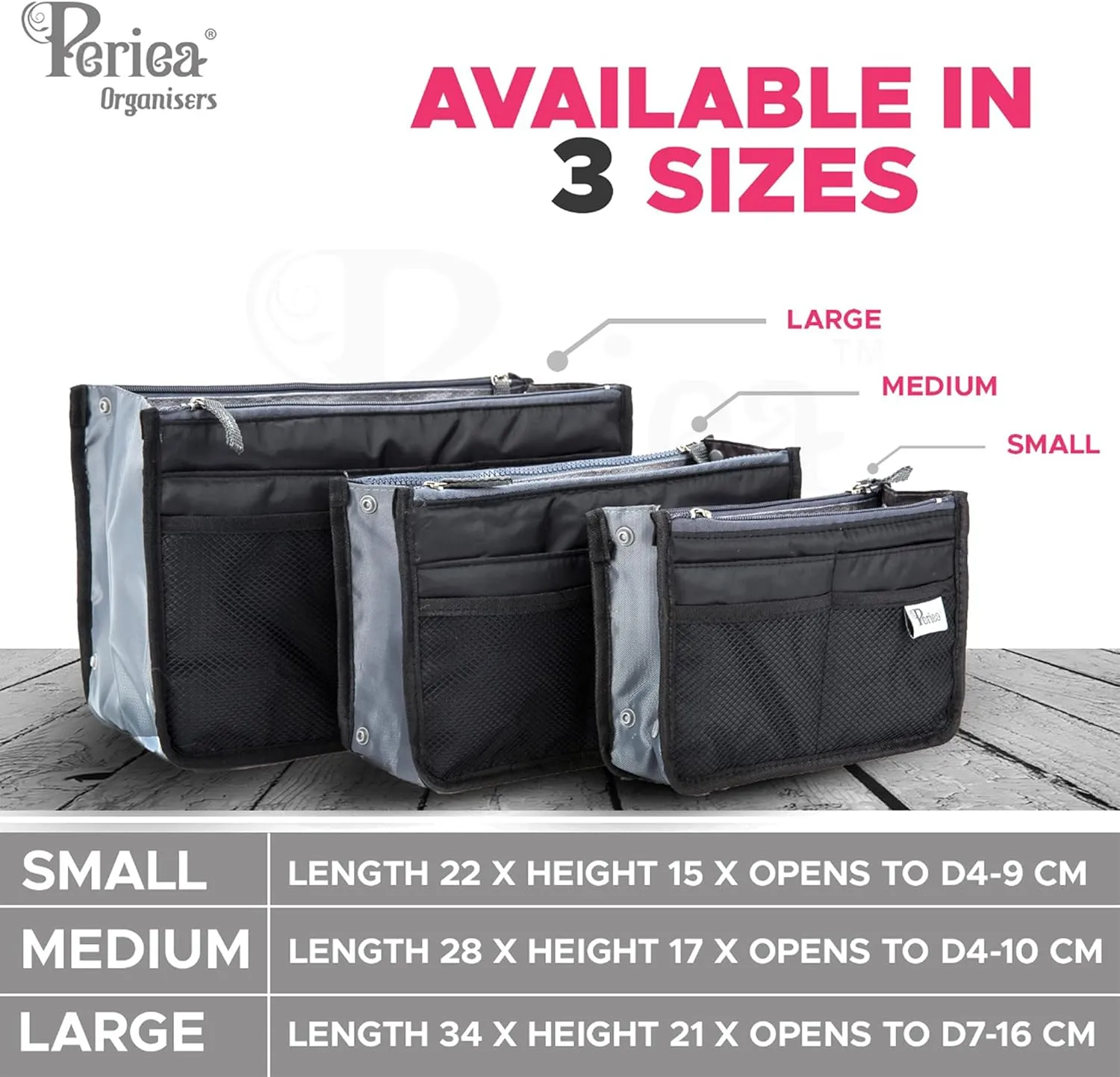 Chelsy Premium Rigid Purse or Organizer Insert (Large, White)