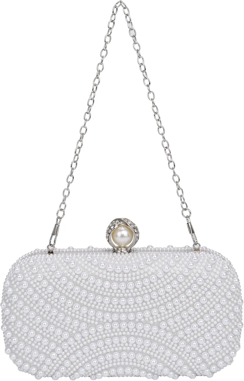 CHIC DIARY Pearl Purse for Women Wedding Crossbody Bag Evening Handbags Bride Small Clutch Purse White Beaded for Party