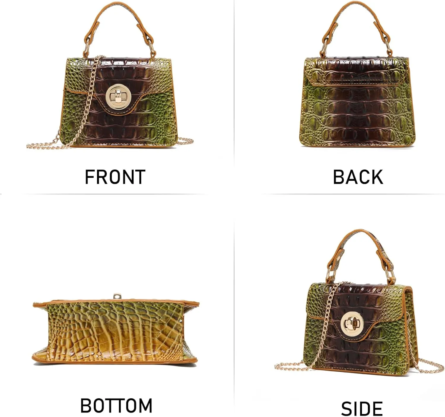 Chic Women Crocodile Leather bags Mini Top-Handle Clutch Compact Evening Bag Stylish Accessory for Essentials