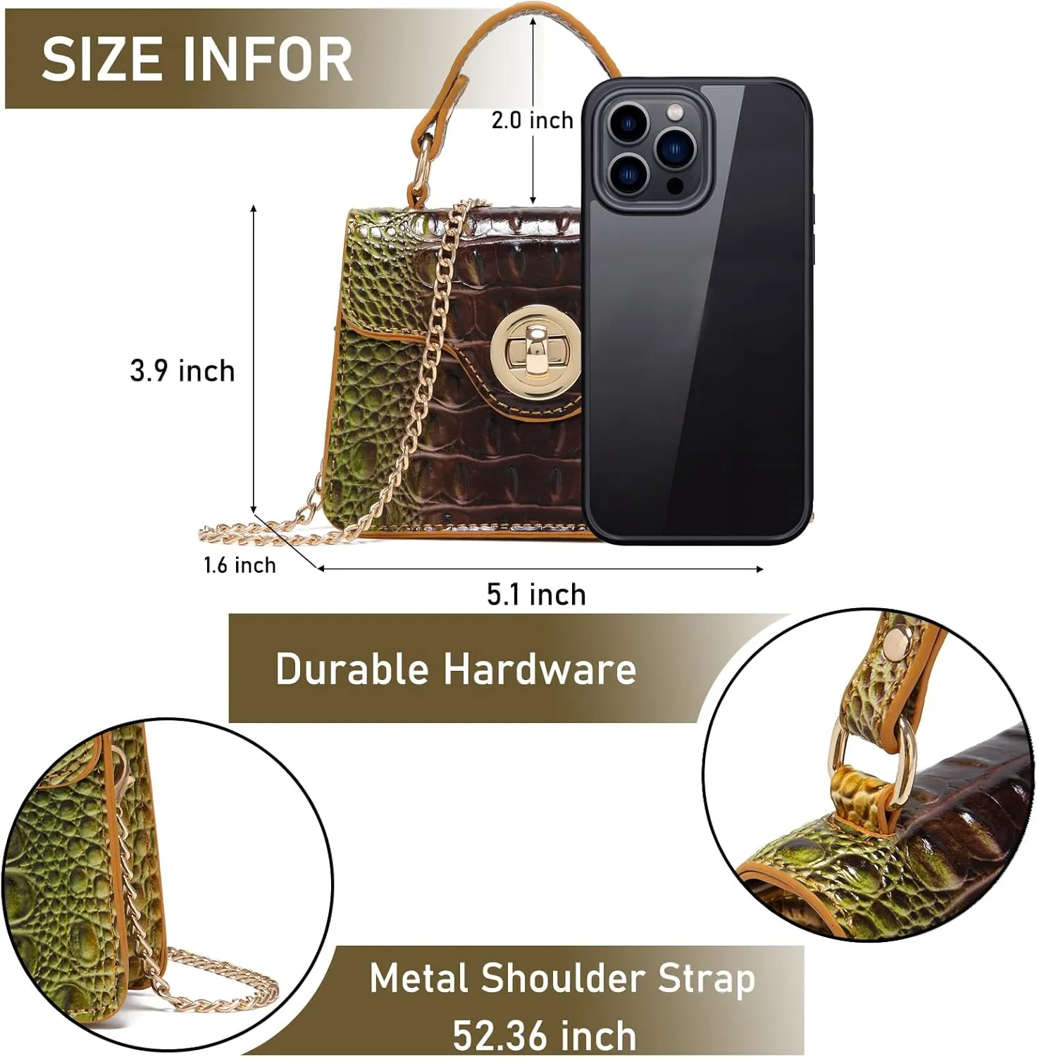 Chic Women Crocodile Leather bags Mini Top-Handle Clutch Compact Evening Bag Stylish Accessory for Essentials