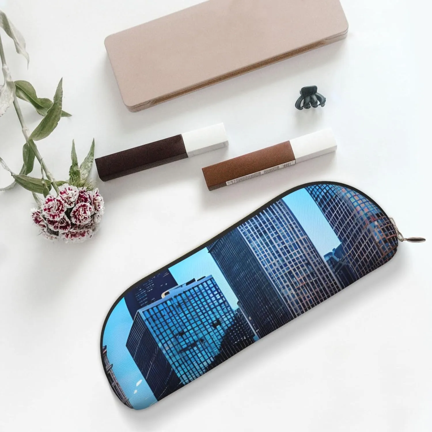 Chicago Reflect Print Stylish Mini Storage Bag for Eyebrow Pencils and Tiny Essentials