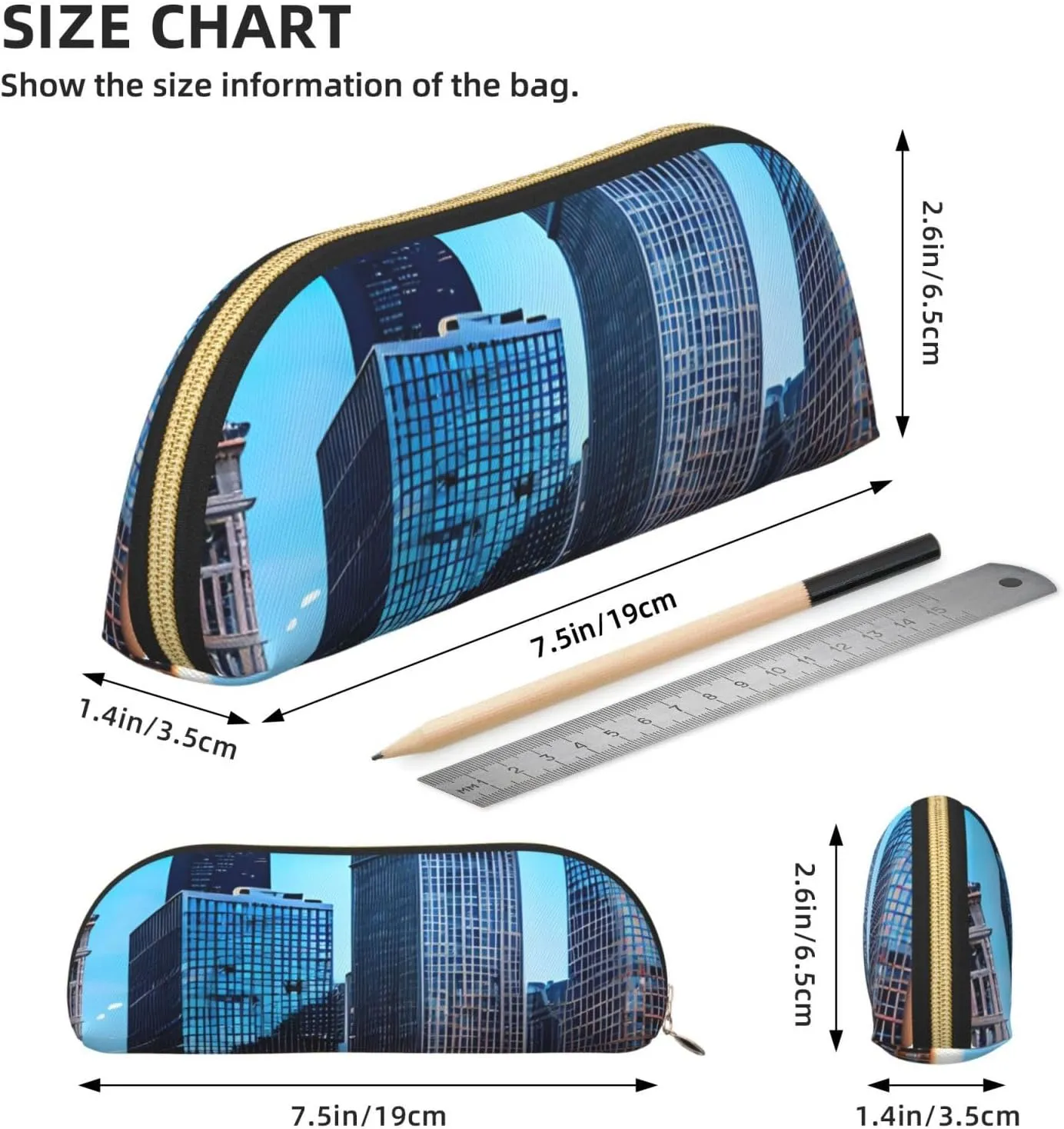 Chicago Reflect Print Stylish Mini Storage Bag for Eyebrow Pencils and Tiny Essentials
