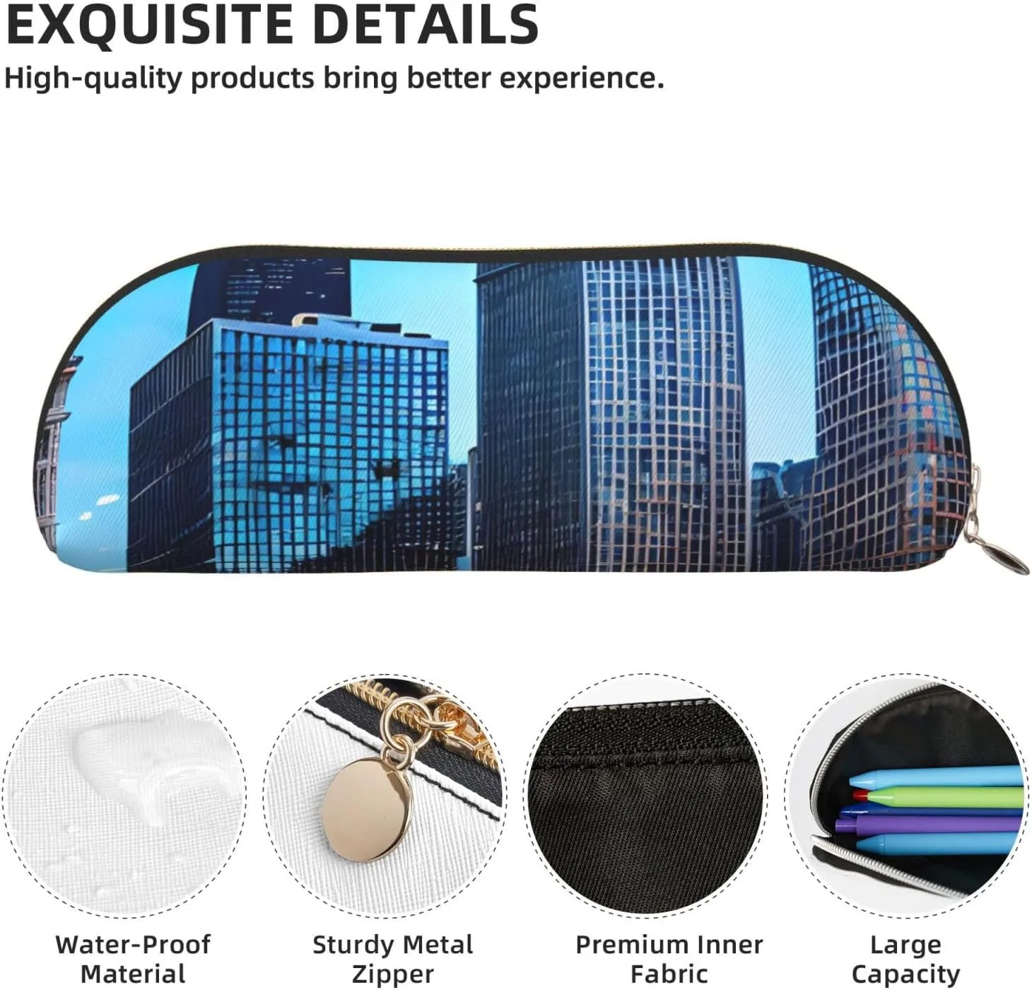 Chicago Reflect Print Stylish Mini Storage Bag for Eyebrow Pencils and Tiny Essentials