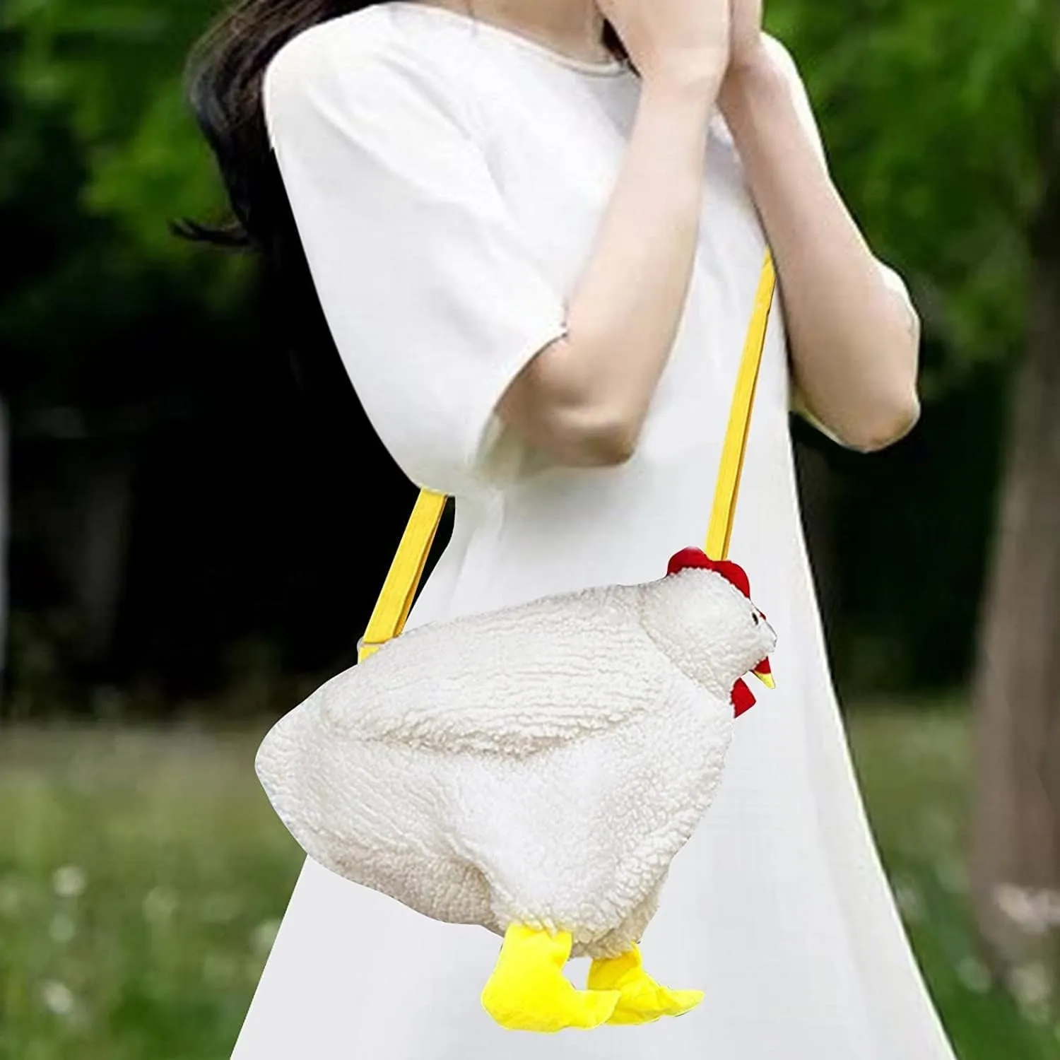 Chicken Purse Cute Chicken Bag Fluffy Hen Shoulder Plush Handbag Crossbody Purse,Funny Animal Cartoon Crossbody Bag
