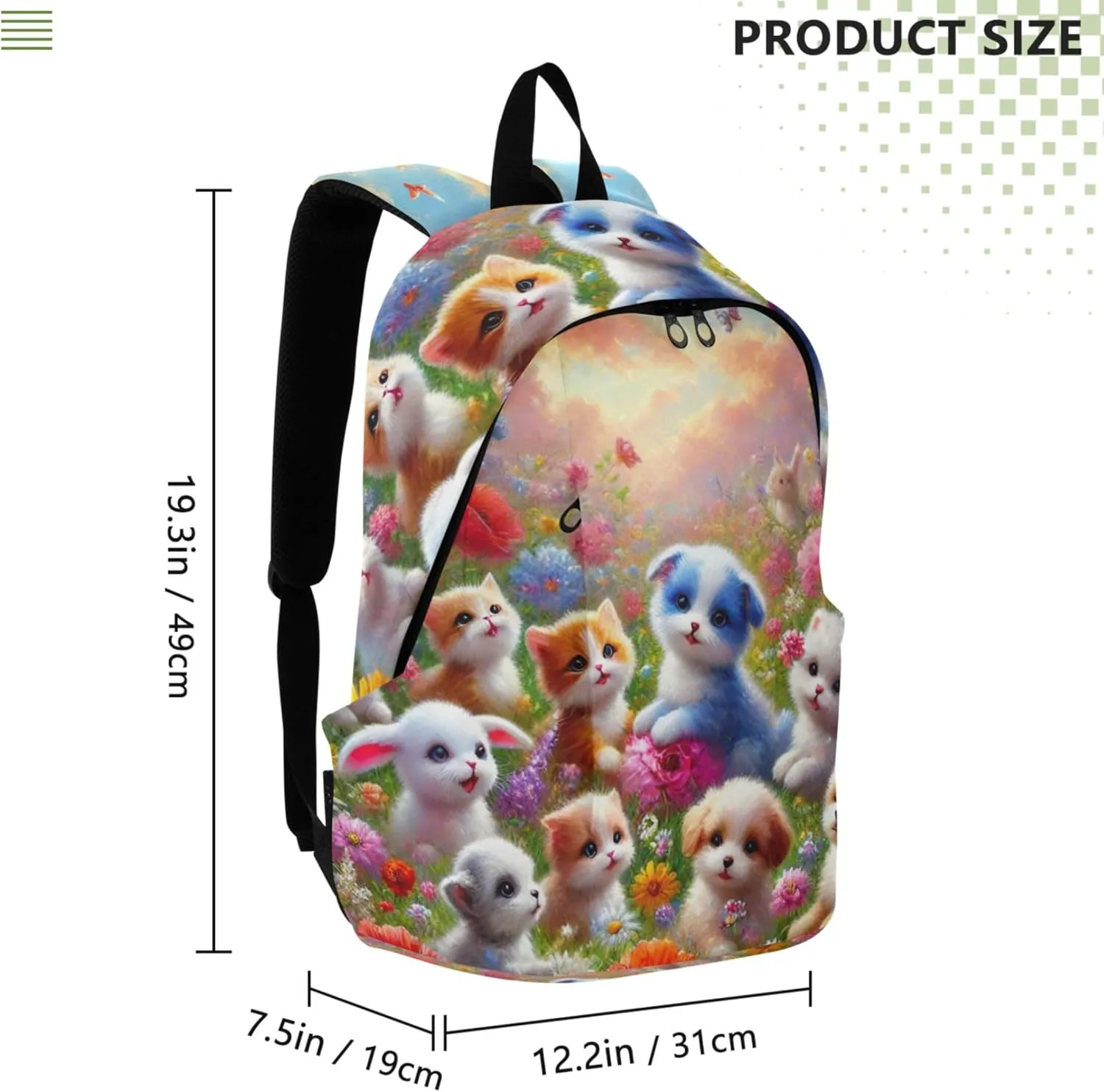 CHIFIGNO Adorable Puppies Flower Meadow Fashion Cute Backpack for Women Daypack School Backpack for Teens