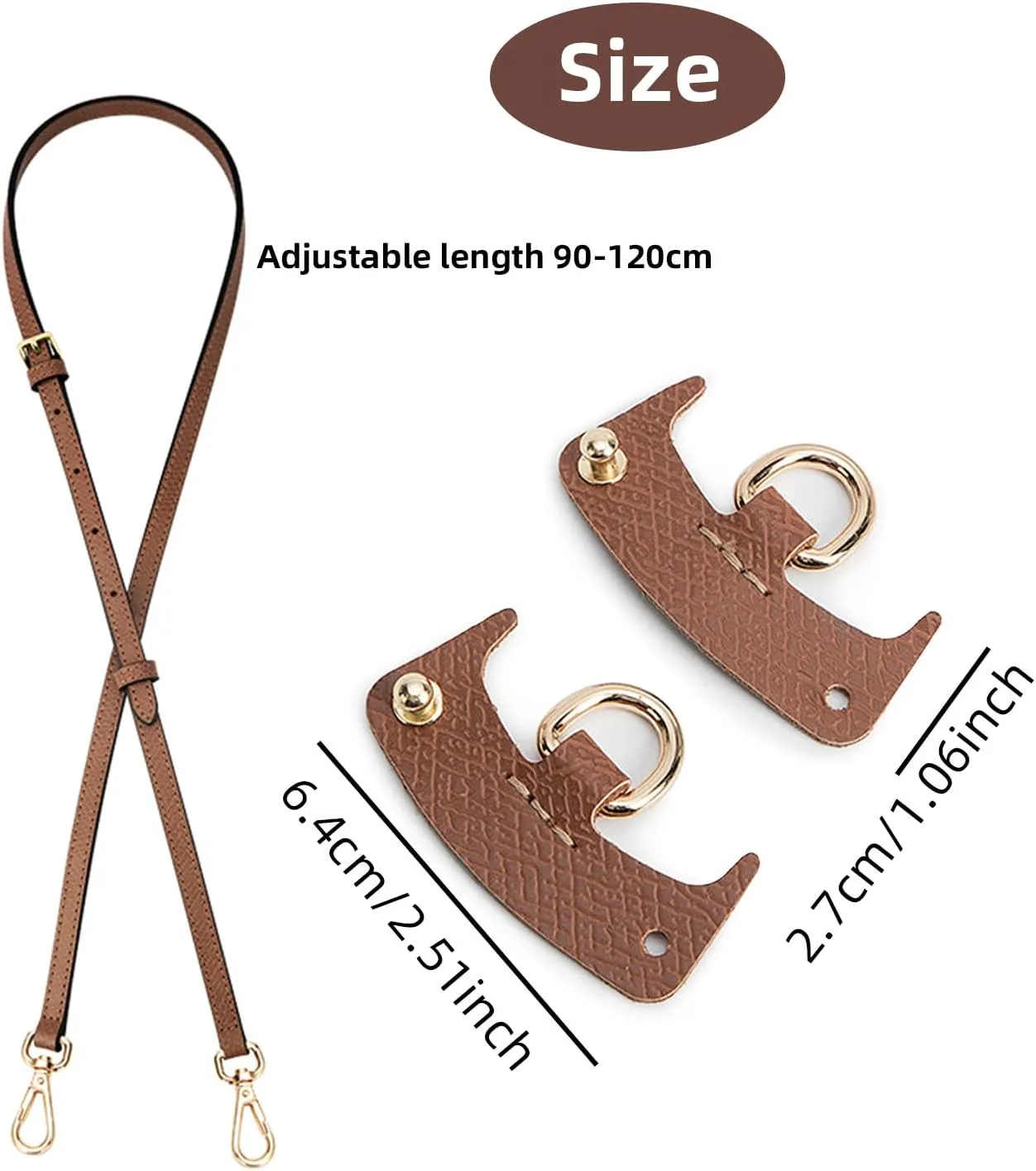 Chispee Mini Bag Straps for Longchamp Stylish Bag Transformation Accessories, Adjustable Crossbody & Shoulder Straps for Longchamp Le Pliage, Lightweight & Durable Handbag Strap for Women (Brown)