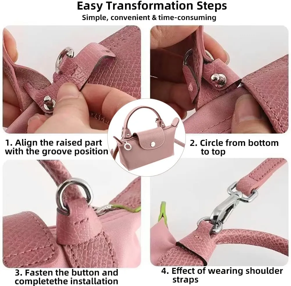 Chispee Mini Bag Straps for Longchamp Stylish Bag Transformation Accessories, Adjustable Crossbody & Shoulder Straps for Longchamp Le Pliage, Lightweight & Durable Handbag Strap for Women (Brown)