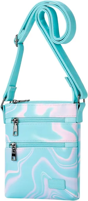 Choco Mocha Leather Crossbody Purse for Girls Triple Zipper